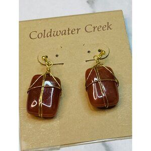 Coldwater Creek Red Carnelian Wire-Wrapped Dangle Earrings -1